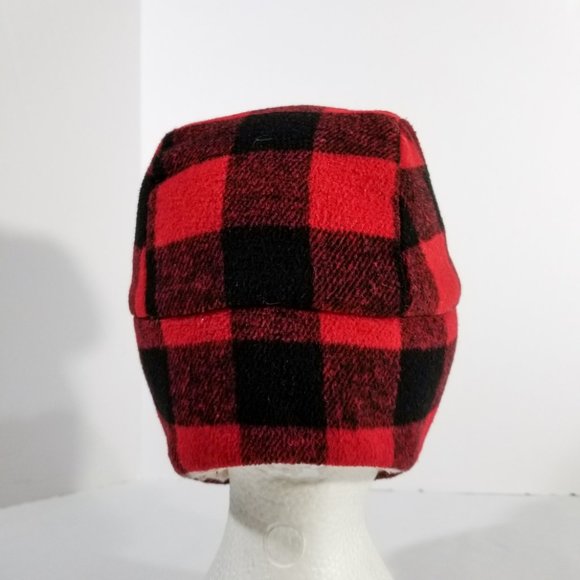 Buffalo Plaid Red & Black Ear-Muffed Winter Hat - Picture 5 of 8